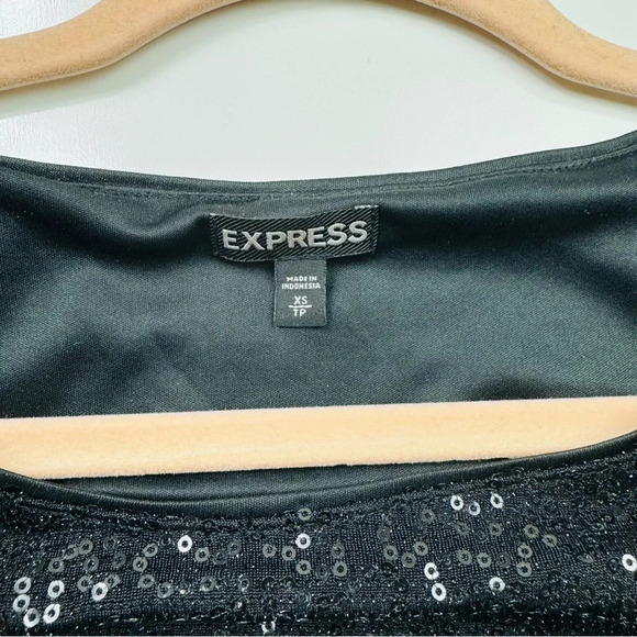 Express Long Sleeve Sequin Mini Dress with‎ Removable Satin Sash Size XS - Picture 7 of 11